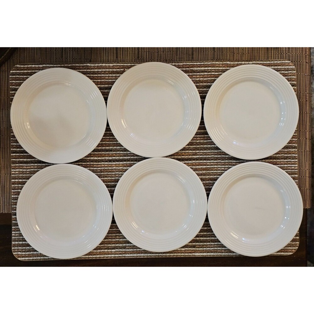 10 Strawberry Street 6 in White Plates, Set of 6